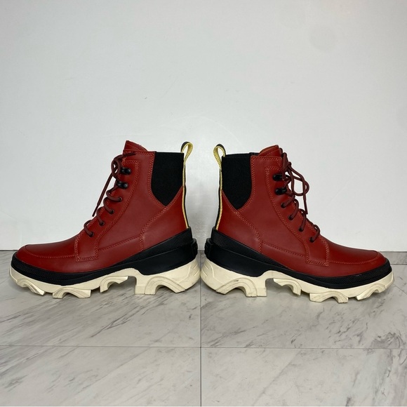 Sorel Brex Red Leather Lace Up Chunky Sole Boot 7 1/2 - Picture 8 of 15